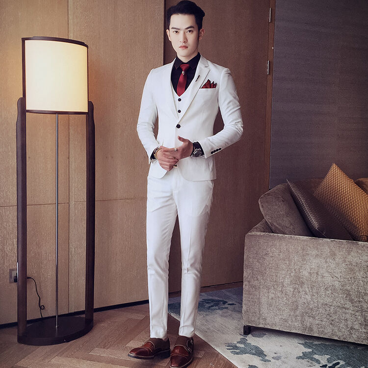 黎纯韩版修身款男士西装英伦伴郎服帅气时尚商务正装休闲新婚西服套装