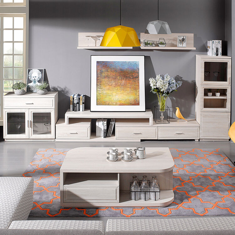 欧瑞家具卡特兰伸缩电视柜现代简约茶几电视柜组合客厅家具 jn811 高