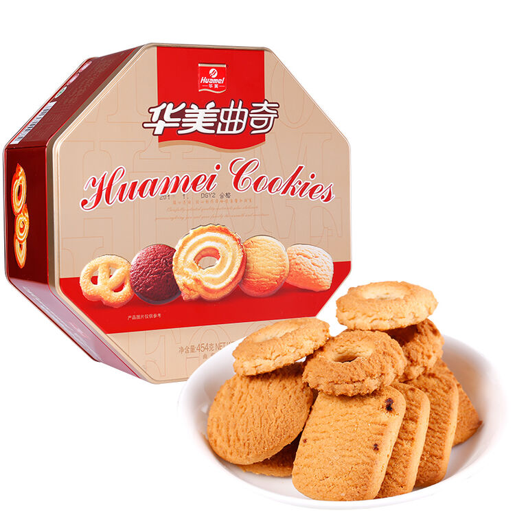 华美 曲奇饼干 零食品糕点小吃 (金罐)454g