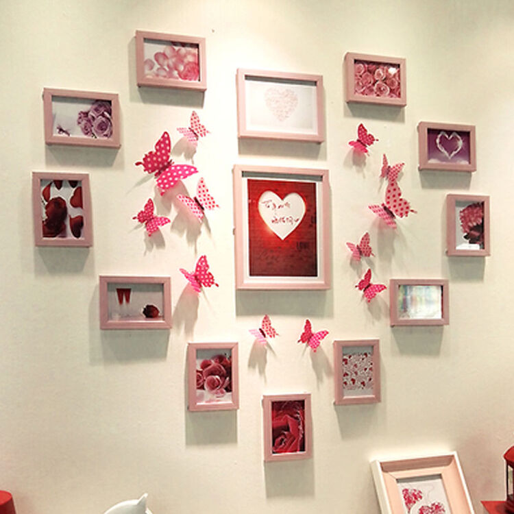 天资 现代简约组合心形照片墙长方形人物装饰相框墙创意客厅电视柜