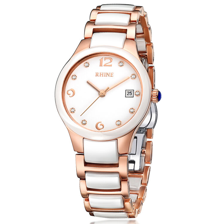 莱茵(rhine)手表时尚陶瓷防水石英女表89031l-74a