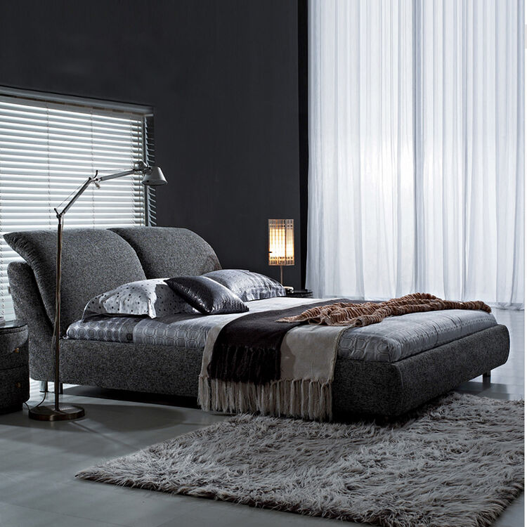 欧保 布床 布艺床 可拆洗 双人床1 8米2 0米 布艺床 乳胶床垫 1500*