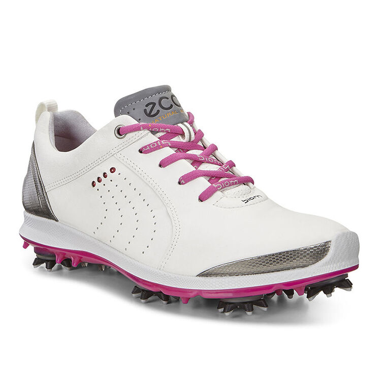 全球购 ecco爱步 运动鞋 春夏时尚高尔夫球鞋女 101533 粉红色鞋带