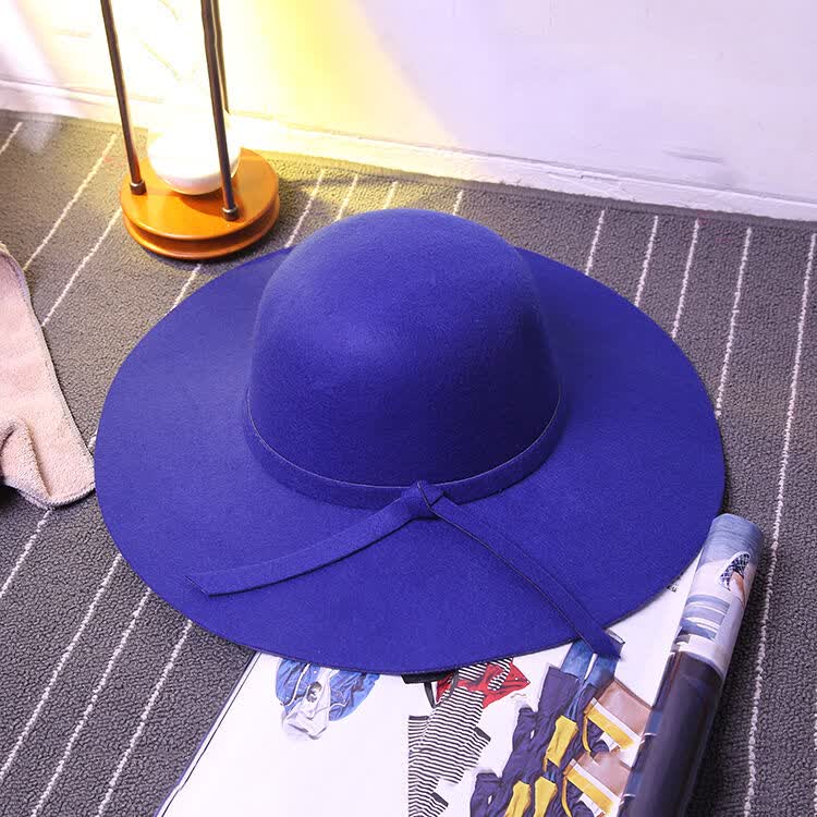 女遮阳帽女防晒羊 大檐太阳帽春季大檐帽 蓝色 均码