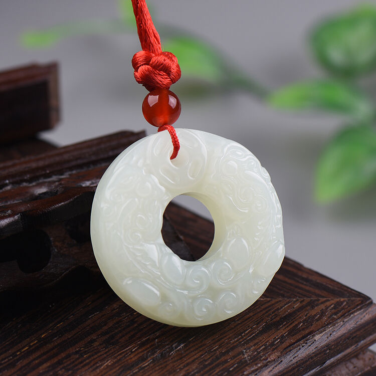 貔貅和田玉白玉吊坠平安扣男女士款项链挂件玉坠玉石玉佩 双面雕刻款