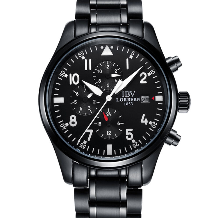 路宝(ibv)手表 男士全自动机械表 夜光防水男表 月相多功能机械手表