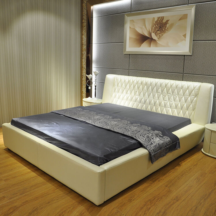 8米主卧双人软床 真皮床 牛皮床 珠光白 1800*2000