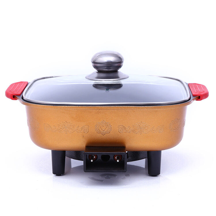 2件8折 厨房家电石炒锅四方锅平底锅电火锅sn0474 黄金色