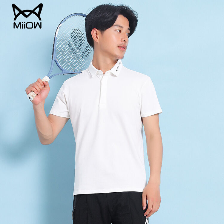 猫人男装 2017夏季新品男士纯色休闲短袖t恤百搭翻领polo衫 白色 185