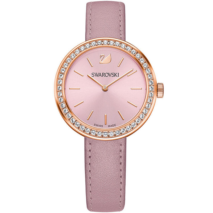 swarovski施华洛世奇情侣手表 时尚皮带女士石英圆盘腕表5172176