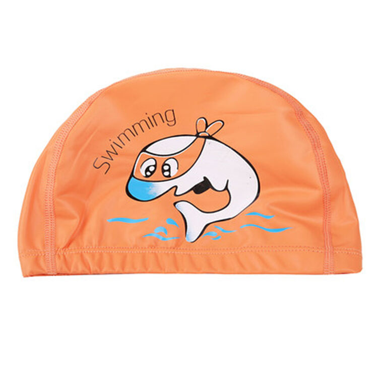 ilelin夏季新款时尚卡通海豚图案儿童泳帽 舒适pu材质泳帽 不勒头舒适