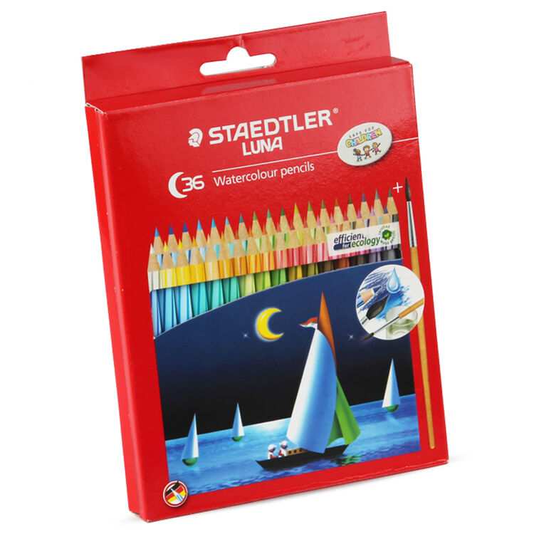 施德楼(staedtler)137水溶性彩色铅笔 带毛笔 秘密花园填色笔 36色