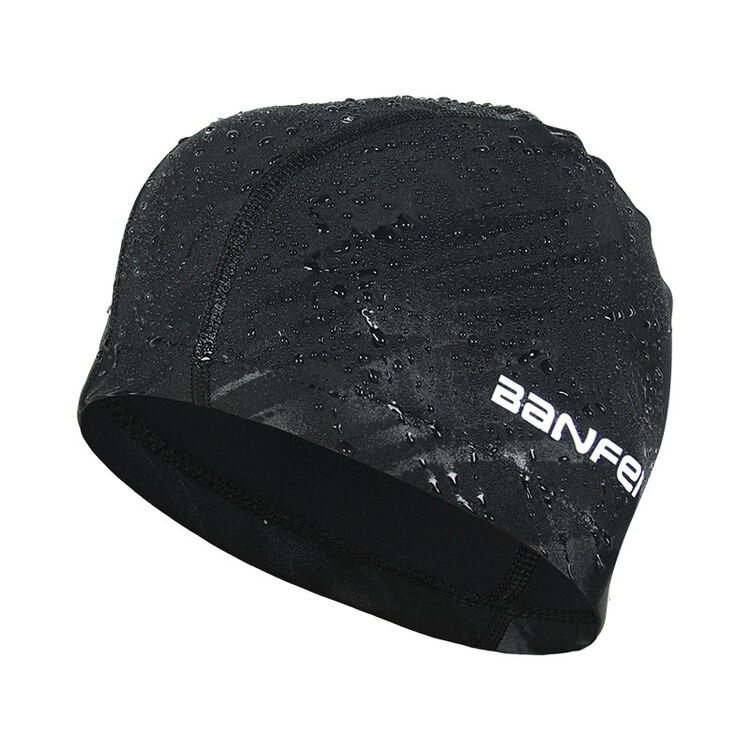 骏瑶新款时尚高弹防水布泳帽水立方舒适防水游泳帽 黑色 通用