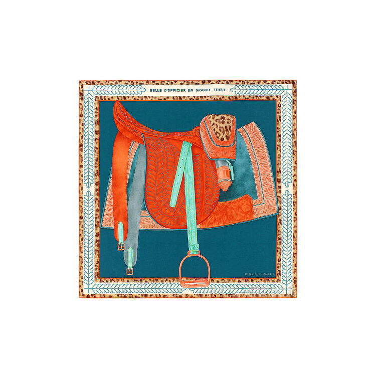 hermes 爱马仕 女士印花正方形真丝丝巾90x90 橙色 f
