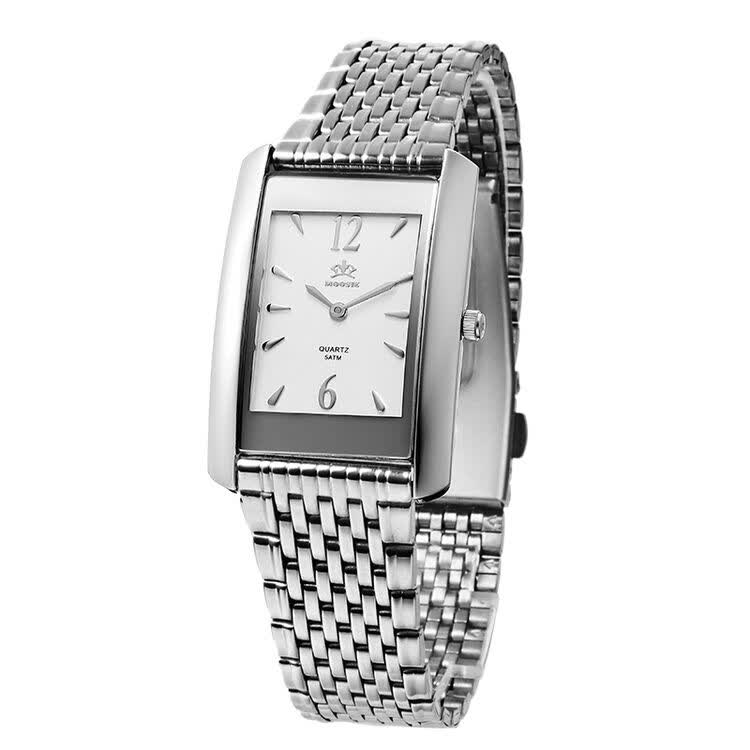 慕兹moosie女士手表 女式巾帼系列进口机芯超薄精钢石英表 白面钢带