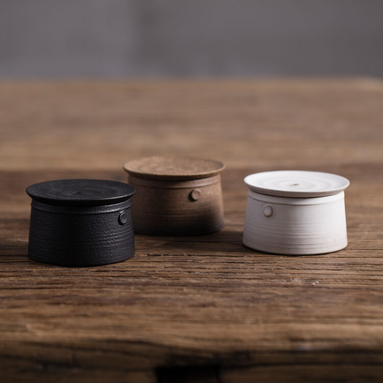 万仟堂陶瓷茶叶罐茶叶存储罐便携旅行小茶叶罐 小茶罐04 黄砂釉 黑铁