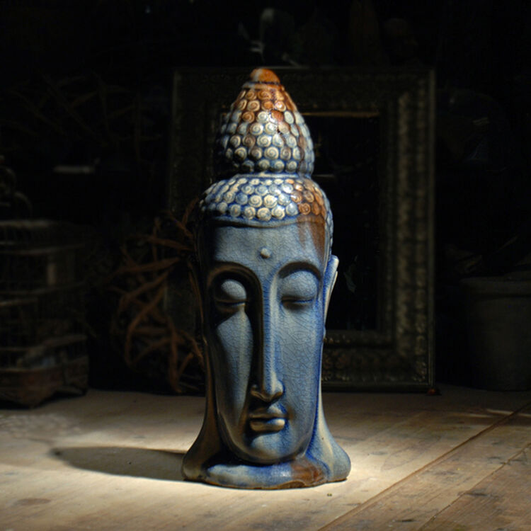 洁得速 复古东南亚风格泰国佛头像陶瓷工艺品装饰摆件 客厅门厅玄关