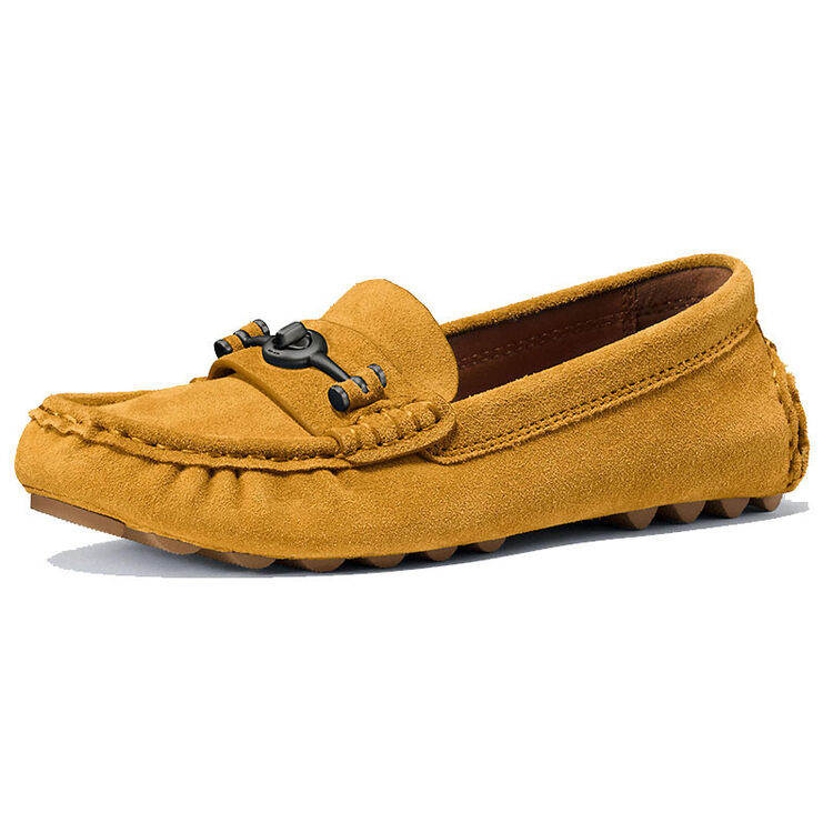 coach蔻驰 新款 女士时尚浅口纯色绒面皮质平底休闲鞋 豆豆鞋 女鞋 g