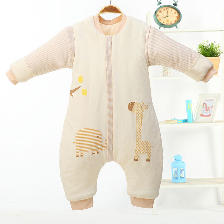 衣等生 彩棉精梳棉卡通分腿睡袋 秋冬加厚婴儿睡袋 分腿宝宝儿童防踢