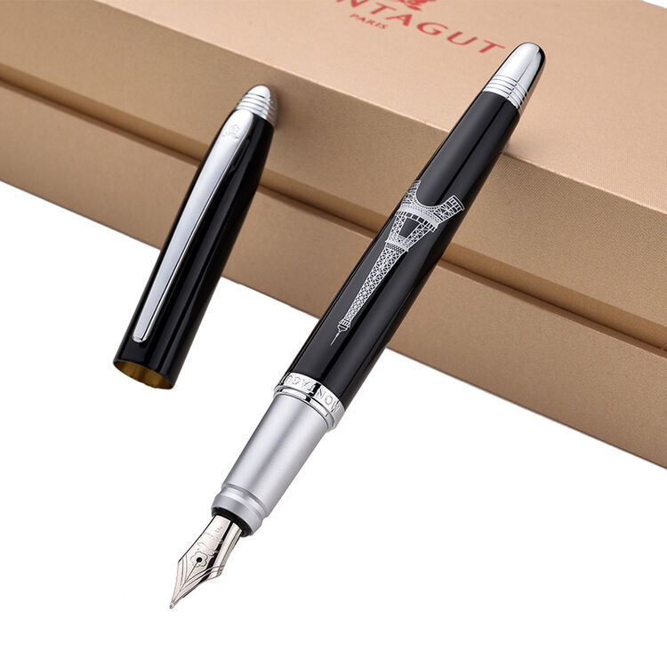 梦特娇(montagut)钢笔成人男女办公商务免费刻字 埃菲尔黑色 0.5mm