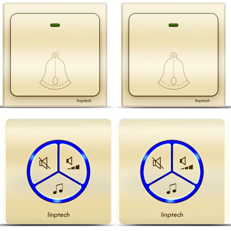 領普科技(linptech)無線門鈴不用電池自發電遠距離呼叫器g1金色門鈴二