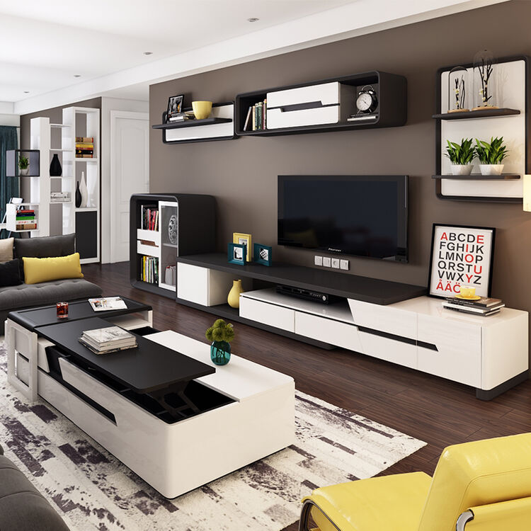 丝米斯 电视柜 简约电视柜组合北欧客厅家具 黑色 电视柜 c500茶几