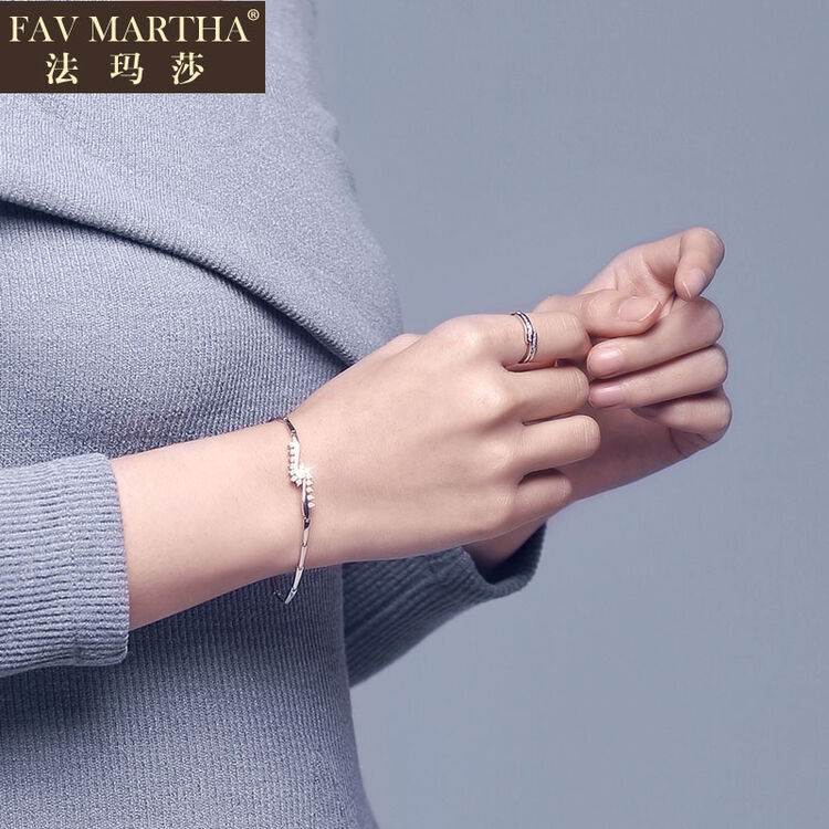 法玛莎银手链女时尚简约手镯学生韩版森系小清新手环百搭个性饰品生日