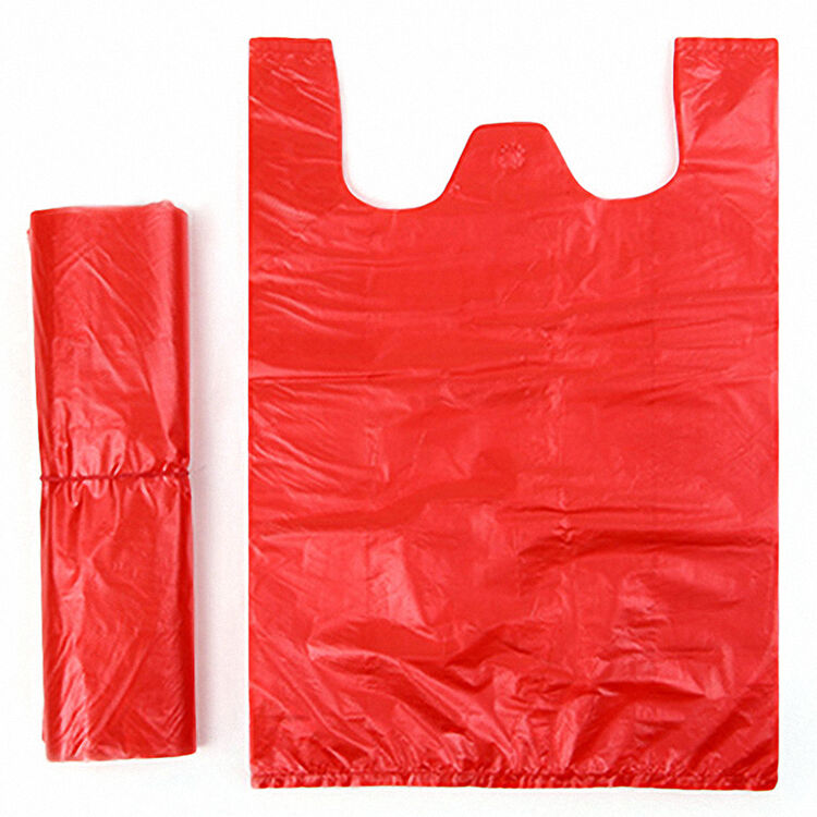 式垃圾袋 家庭办公收纳方便袋塑料袋 中小号清洁袋子 背心36*56cm红色