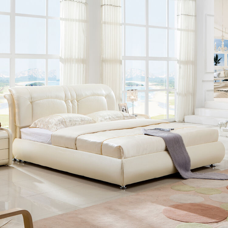 梦思家居 皮床 真皮软床双人床1.8米时尚储物皮艺软床 婚床 1.8*2.