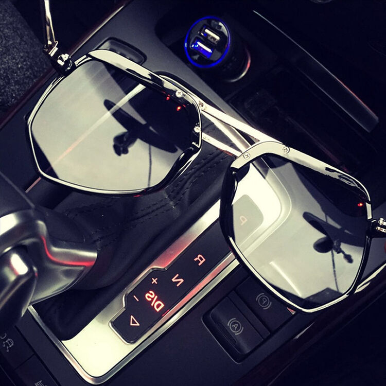 欧美个性大黑方框开车司机太阳镜眼镜复古潮男女款镜圆脸 黑色