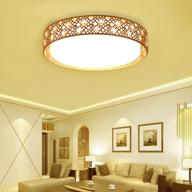 雷士照明(nvc)吸顶灯卧室灯简约温馨铁艺镂空led灯具 圆形18w三色可分