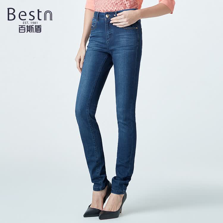 bestn/百斯盾新款女士牛仔裤舒适修身小脚铅笔女裤长裤 深蓝色 36