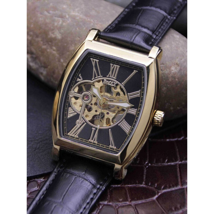 运动户外黑金经典大飞陀双面镂空全自动机械表男表方盘酒桶表盘牛皮