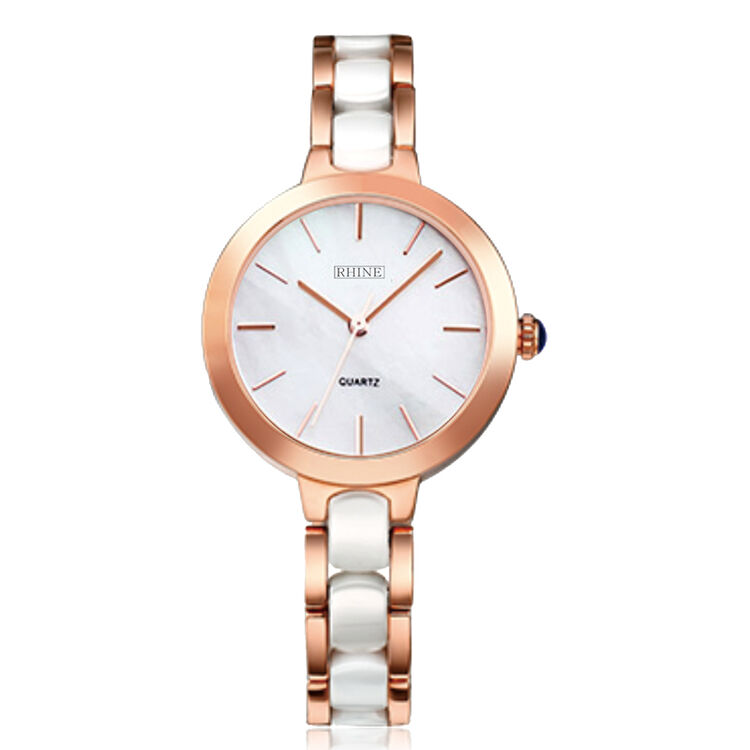 父亲节国表莱茵(rhine)手表 女时尚陶瓷女表石英手表89069l国产手表