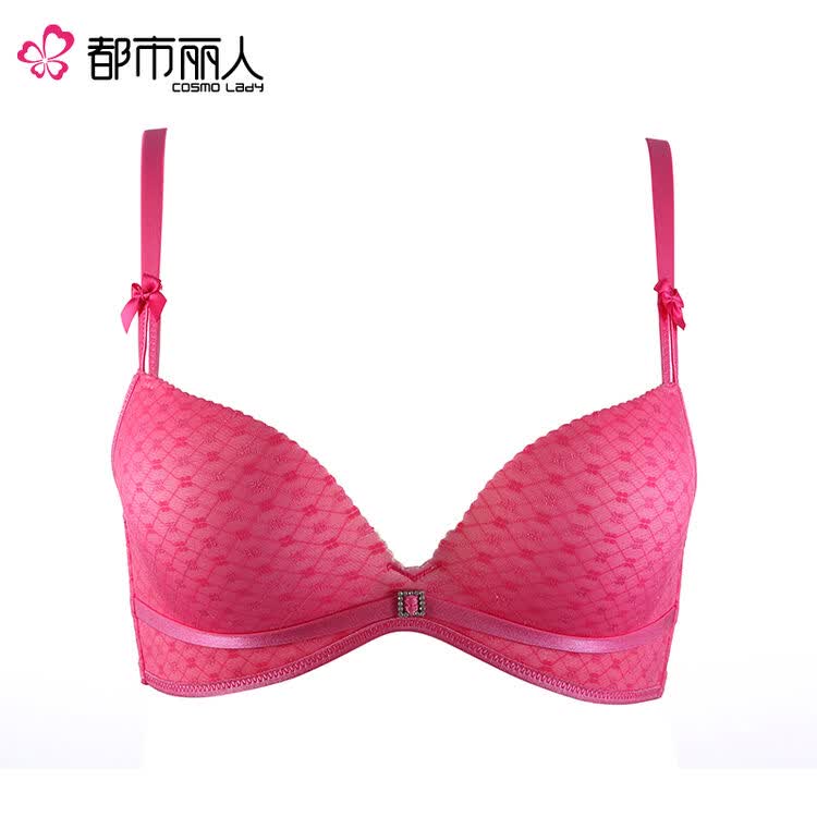 都市丽人聚拢文胸 清爽舒适一片式 提花聚拢 b杯胸罩 090004 西瓜红色