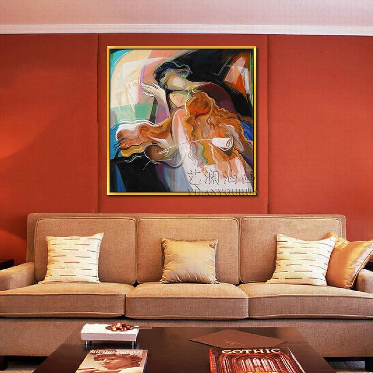 艺澜抽象人物画 酒店宾馆卧室ktv会客厅壁挂画纯手绘油画成品装饰kt20