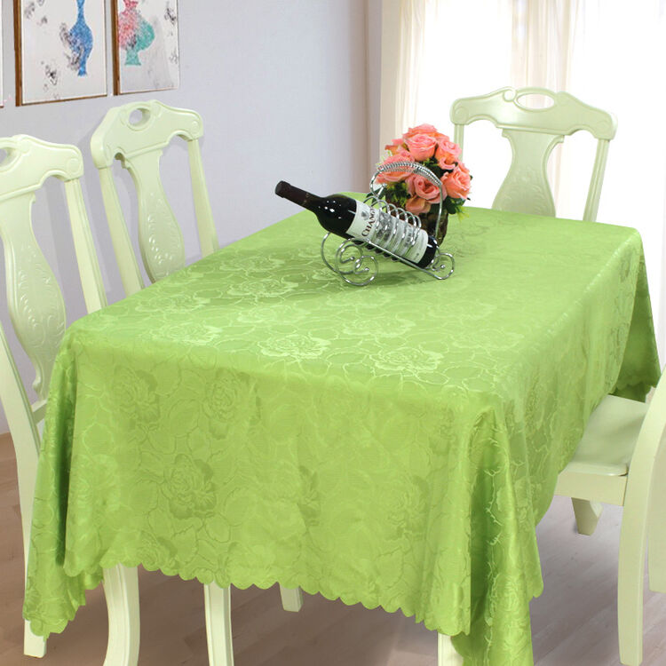 后博 餐桌布 台布 布艺桌布 高档长方提花 147*225cm 绿色