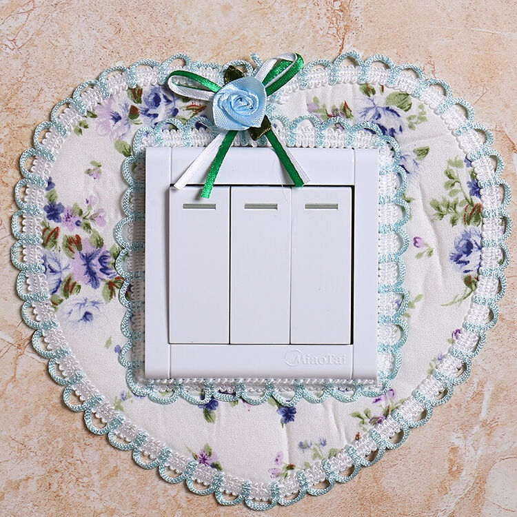 一口米 田园风格家居布艺开关贴 蝴蝶结心形墙贴插座贴创意卡通墙饰