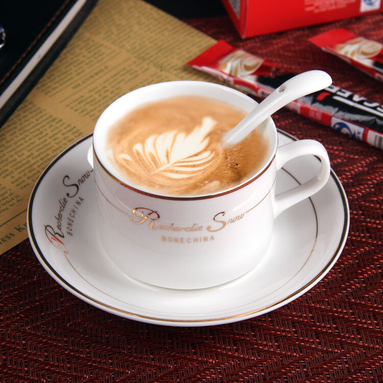 沃塔森 创意时尚新款欧式陶瓷咖啡杯3件套套装 创意咖啡杯碟勺子 典雅