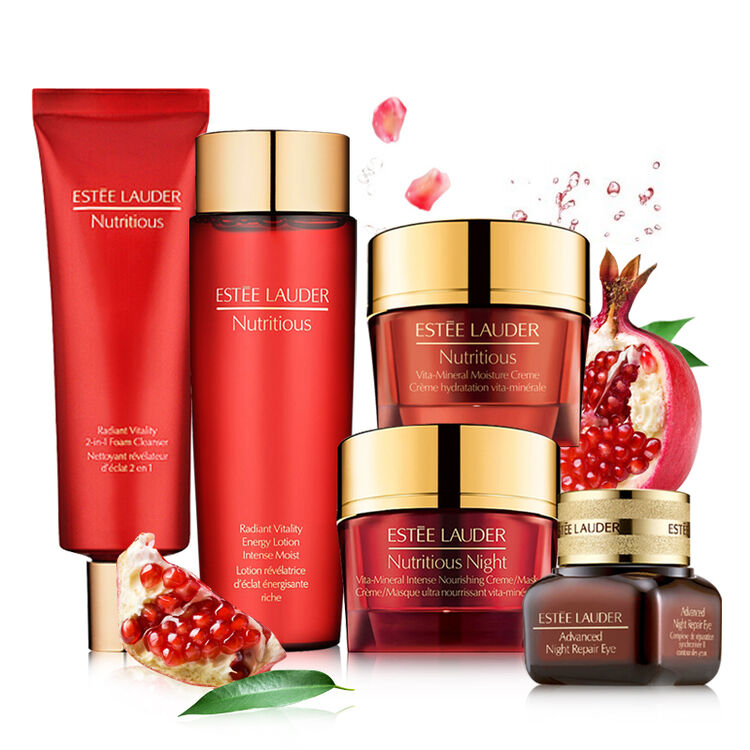 雅诗兰黛(estee lauder) 新版鲜活营养红石榴套装 保湿臻白 d套