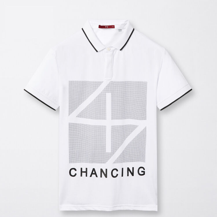 千兮polo衫 男士休闲短袖青年字母polo衫 610103 白色 l