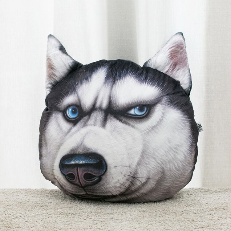哈士奇柴犬滑稽狗头3d仿真抱枕毯子两用神烦狗靠枕汽车二哈犬枕头