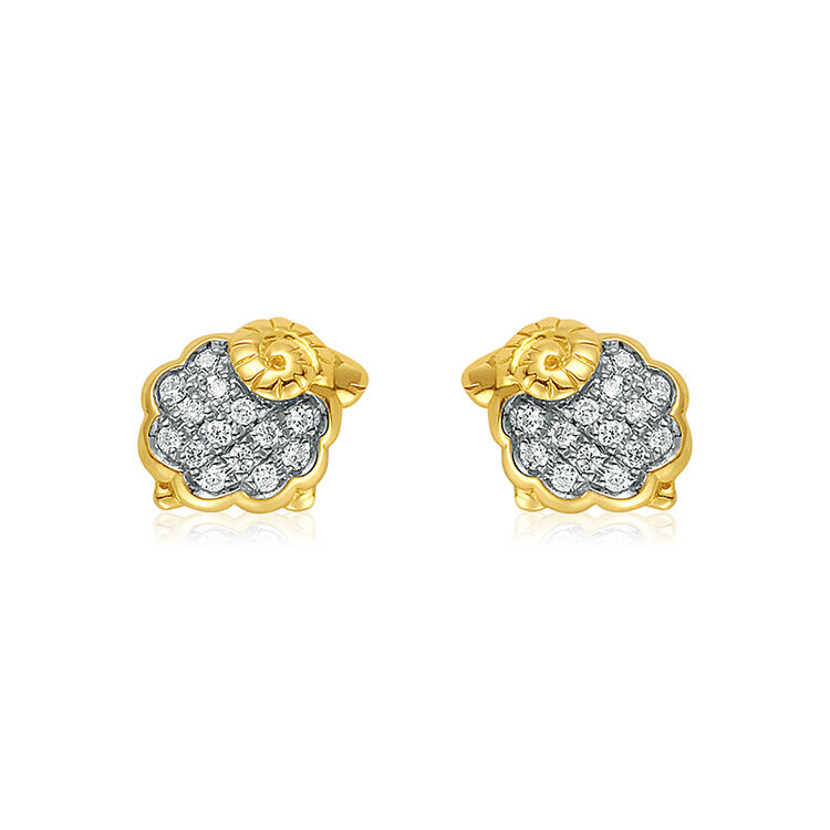 tsl谢瑞麟 钻石耳钉 18k金镶钻石耳钉 耳环 十二生肖耳环 羊约8分28颗