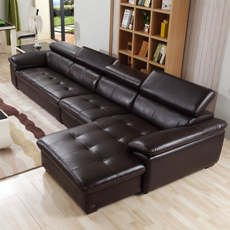 现代简约 靠头升降组合沙发 大户型皮沙发dzy2826 a220咖啡色 转二 休
