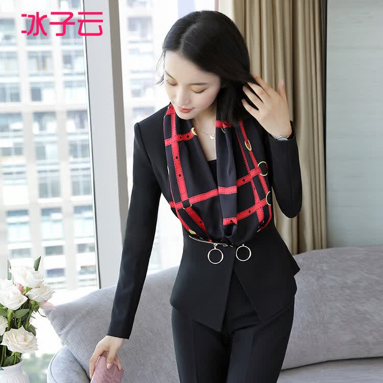 冰子云职业装女装套装秋冬韩版正装小西装女前台酒店美容院工作服