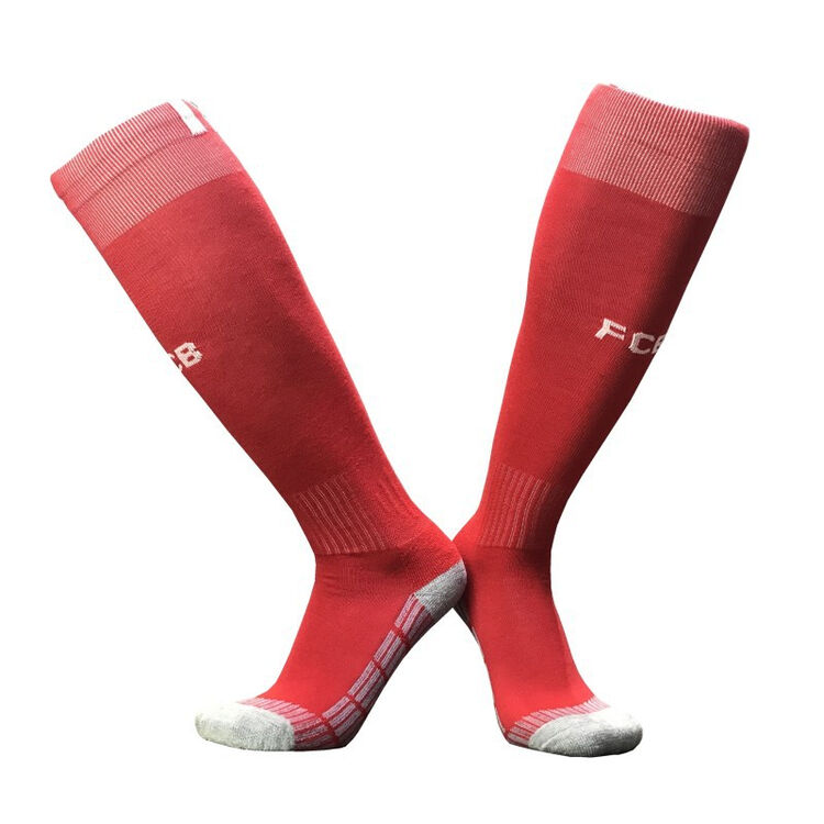 成人短纤长筒袜高邦足球袜 红色 均码