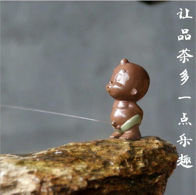 喷水尿童小和尚紫砂小孩童子撒尿娃娃茶宠摆件哥窑茶玩茶具配件 土豆1