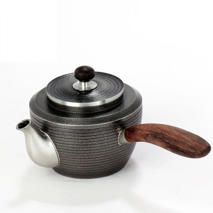 壹品缘 手工锡器茶具鸡翅木侧把泡茶锡壶 小号磨砂工艺锡茶壶