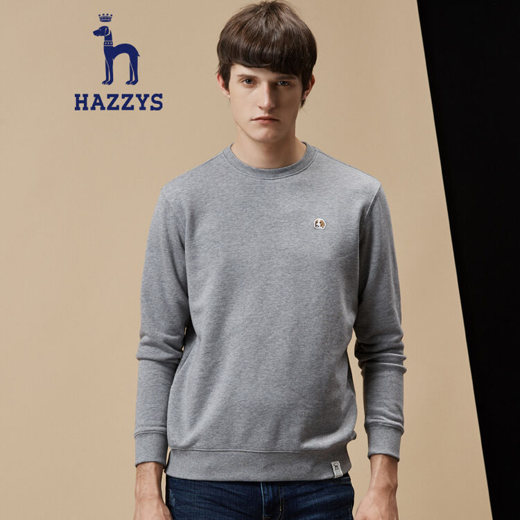 哈吉斯(hazzys) phiz秋冬新款t恤男都市百搭纯色t恤衫abtze07di02