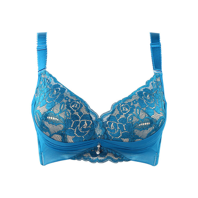丹娜文胸春夏无钢圈调整型聚拢内衣胸罩加厚无痕内衣文胸q2551 孔雀蓝